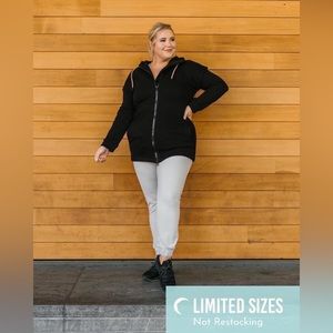 Zyia Long Black Hoodie Sweatshirt